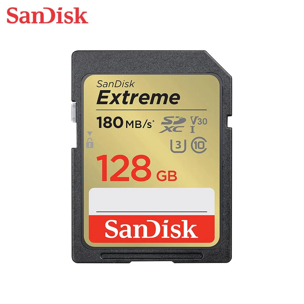 SanDisk SanDisk Extreme 128GB SDXC UHS-I U3 Class 10 V30 180MB/s Memory Card (SDSDXVA-128G-GNCIN) — product photo
