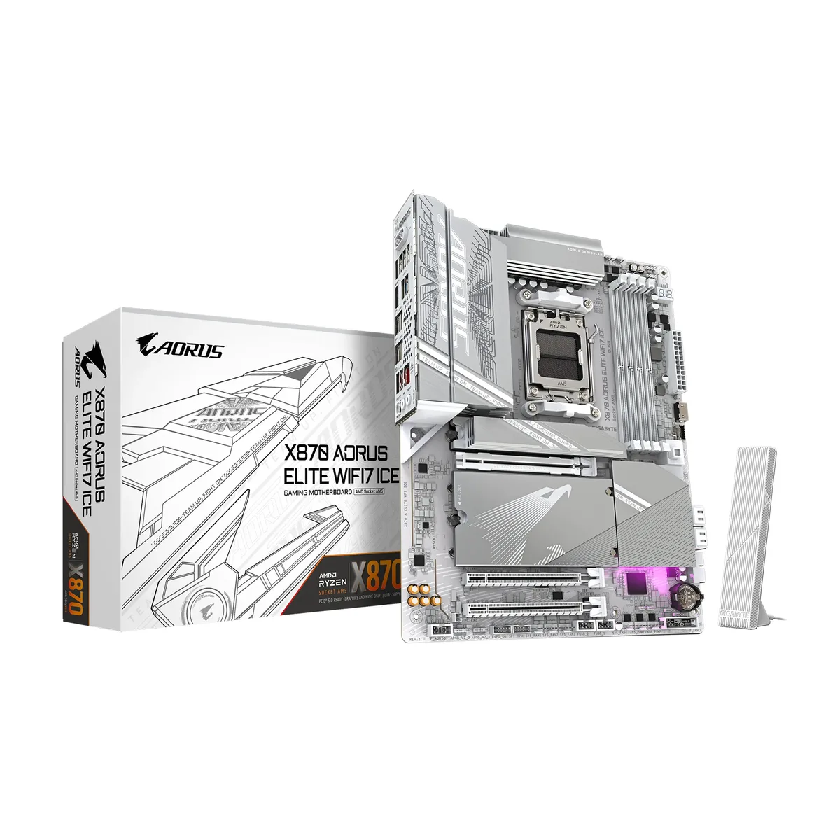 GIGABYTE GIGABYTE X870 AORUS ELITE WIFI7 ICE AM5 ATX AMD motherboard — product photo