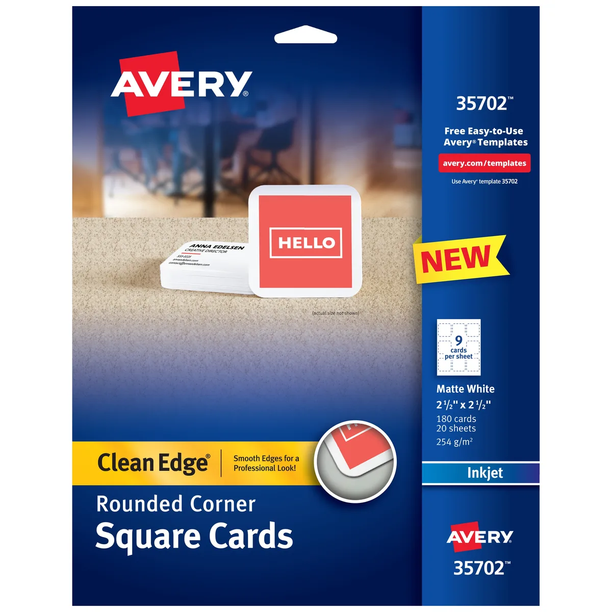 Avery Avery 35702 Square Cards 2.5" 93 lbs 180 Inkjet — product photo