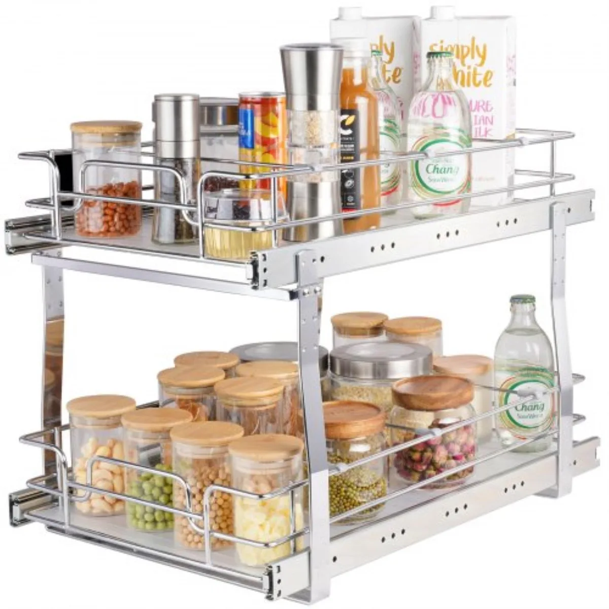 VEVOR VEVOR 2-Tier Pull-Out Cabinet Organizer 13"W x 21"D Chrome Steel — product photo