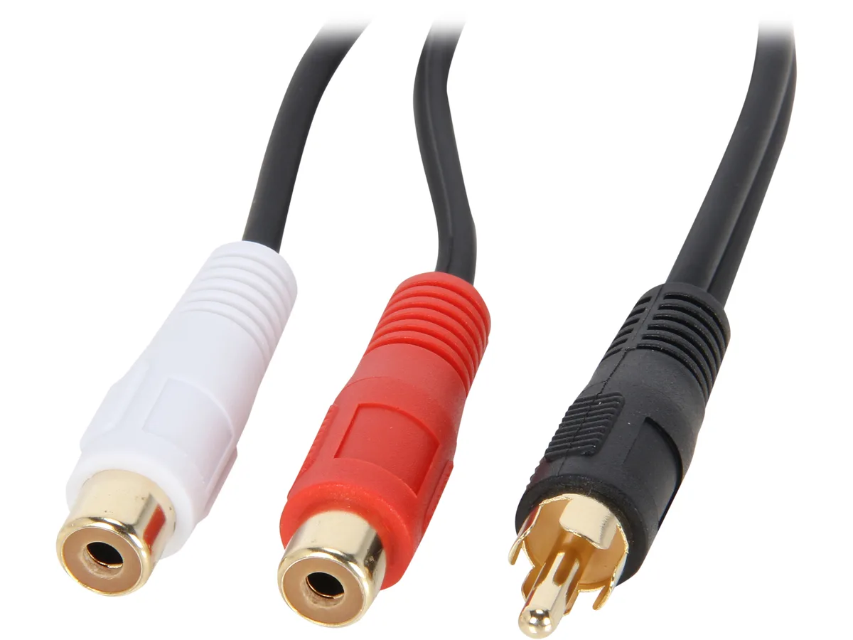 Cables To Go Cables To Go 03177 RCA Cable 1 Male to 2 Female 6 Inches 26 AWG 90% Shielded — product photo
