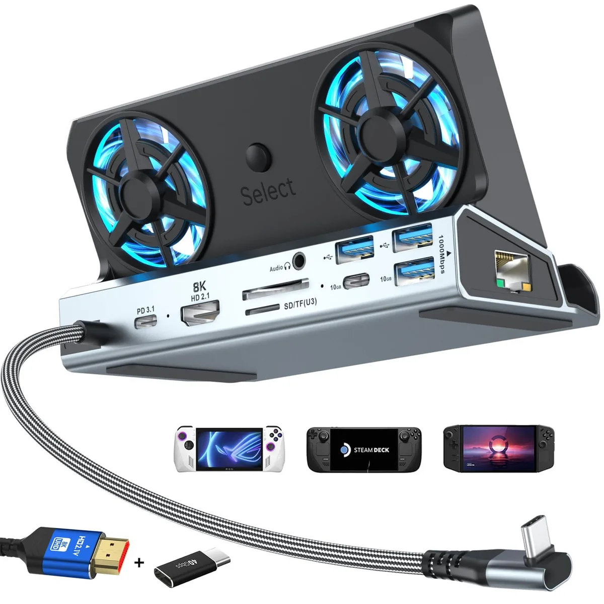 YCBUENO V262F 12-in-1 Dual-Fan 4K144 Docking Station — product photo