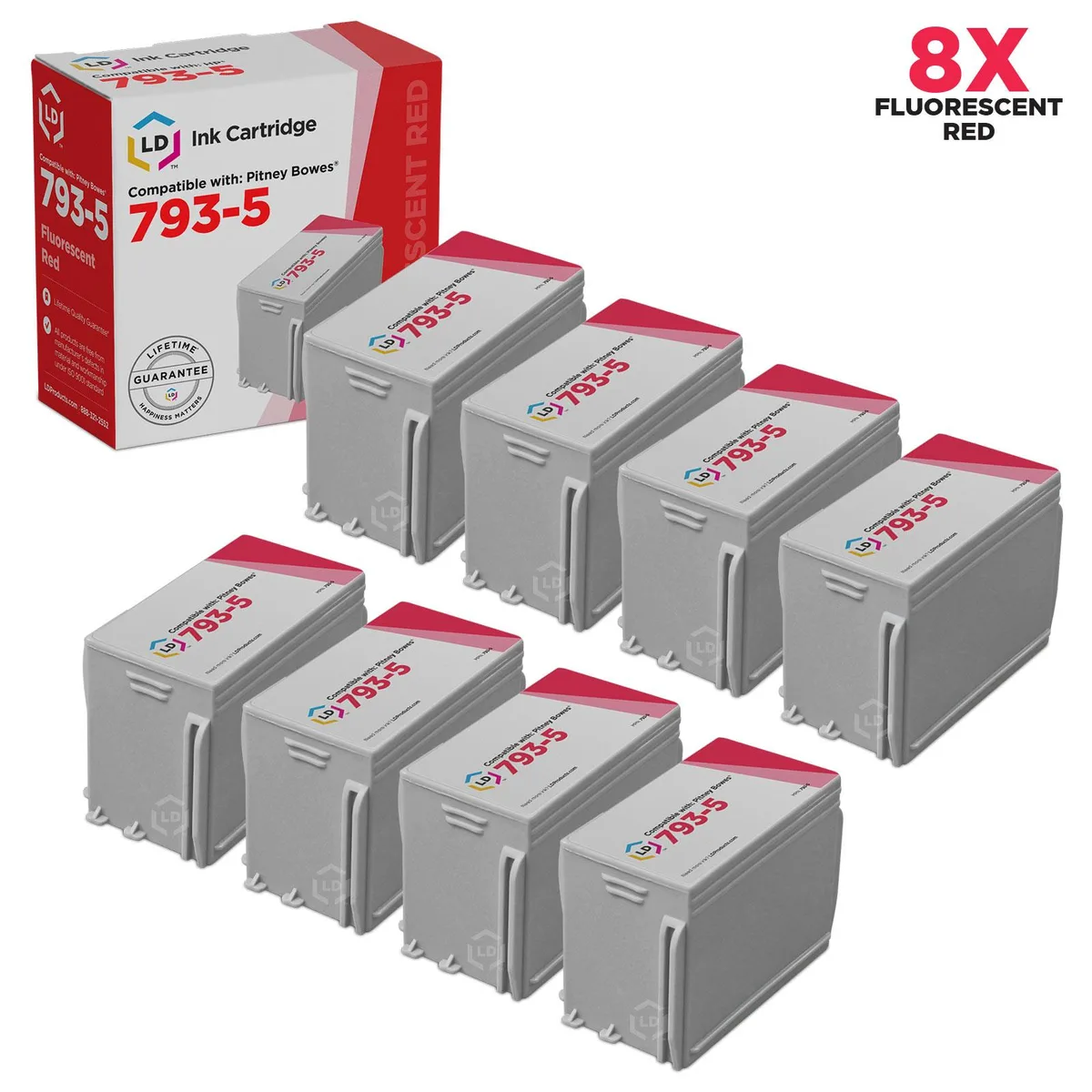 LD Products LD Products 793-5 Fluorescent Red Ink Cartridges Set of 8 — product photo