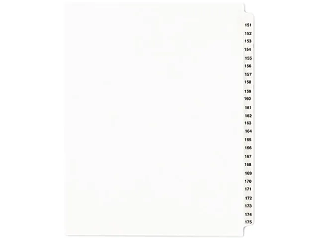 Avery Avery 1336 Index Dividers 151-175 Side Tab 25 Tabs 8-1/2" x 11" accessory — product photo