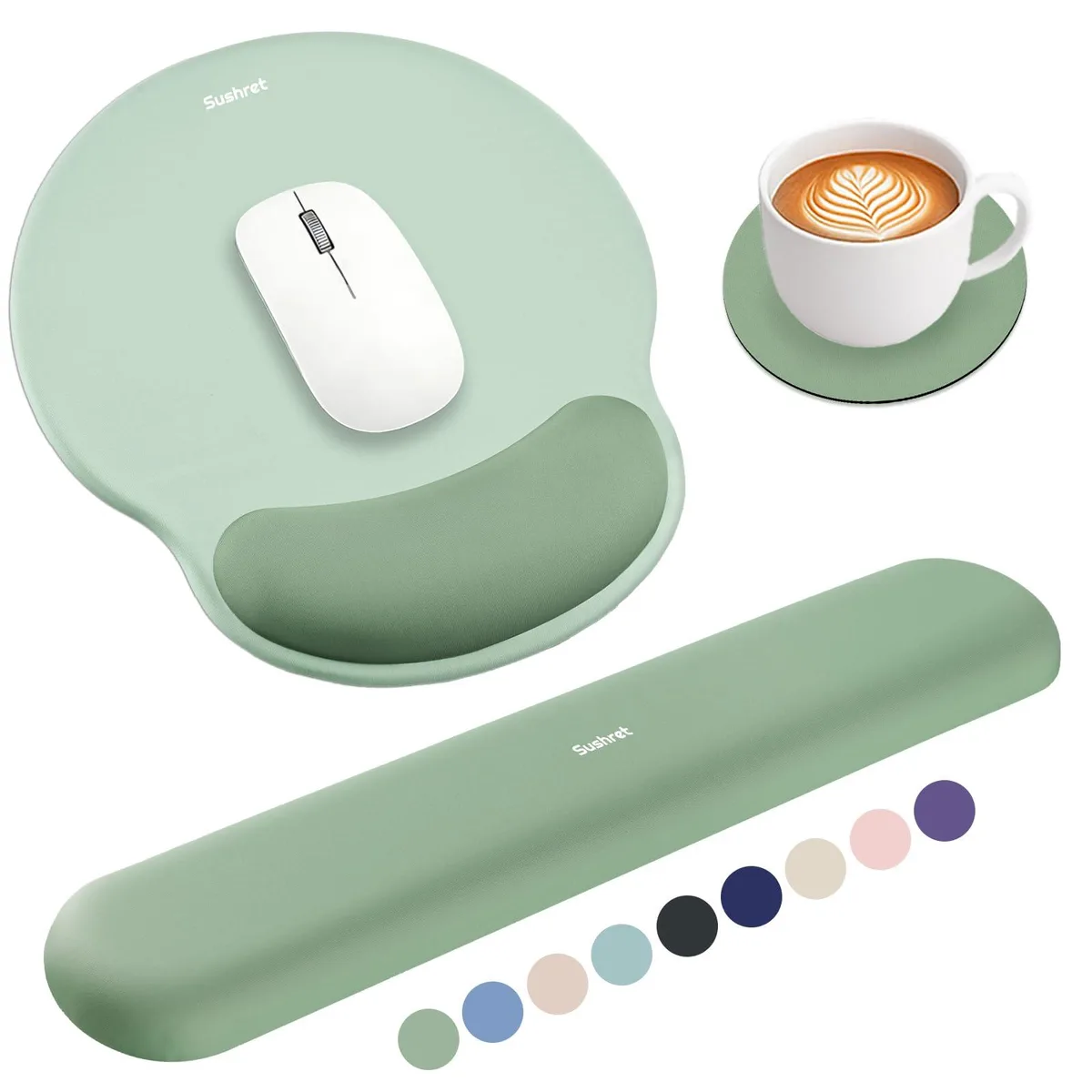 Sushret RS-01 RWR001 3-in-1 Gel Memory Foam Mouse Pad Sage Green — product photo