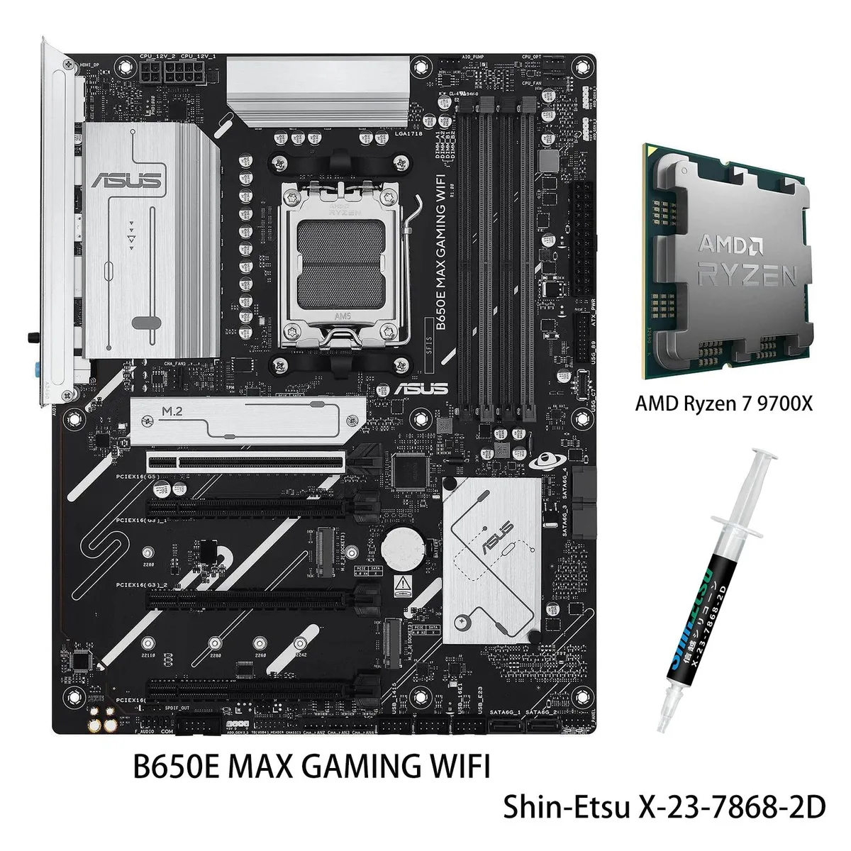 ASUS ASUS B650E MAX GAMING WIFI + Ryzen 7 9700X AMD motherboard CPU combo — product photo