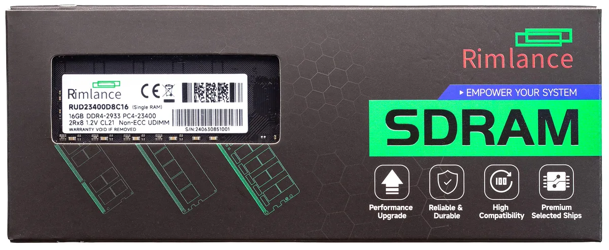 RIMLANCE RIMLANCE RUD23400D8C16 16GB DDR4 2933 CL21 2RX8 desktop RAM — product photo