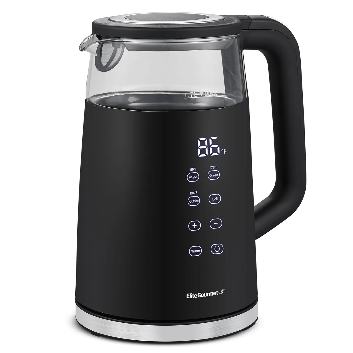  Elite Gourmet EKT8717 1.7L Double Wall Cool Touch Electric Tea Kettle Black — product photo