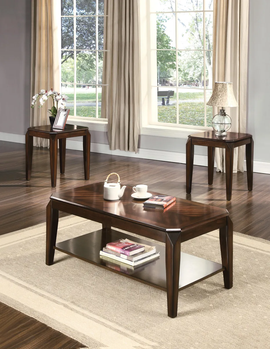 tuphen tuphen 3-Piece Occasional Table Set Walnut 47" Coffee 23" End Tables — product photo