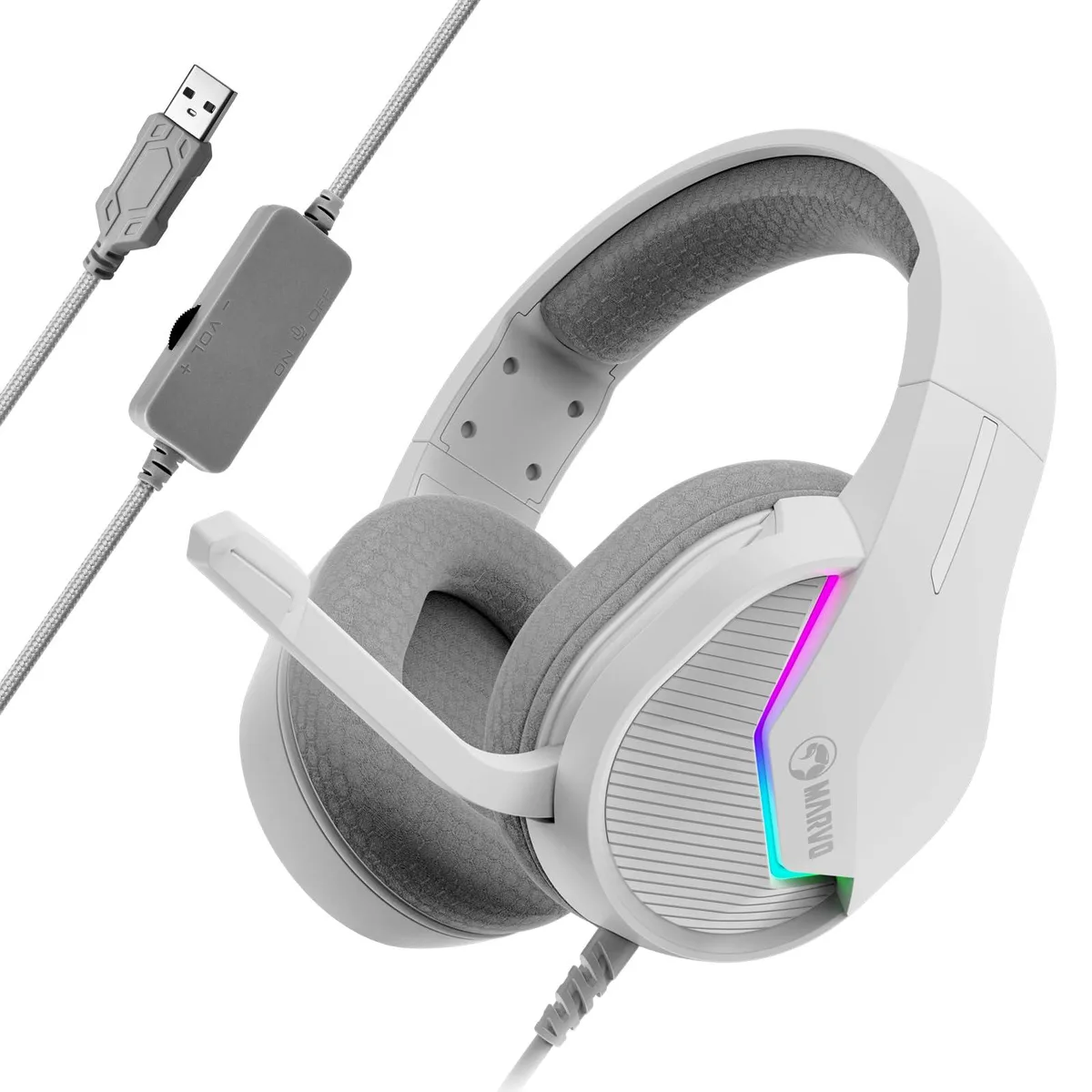  MARVO H8618 White USB Gaming Headset 50mm 114dB — product photo