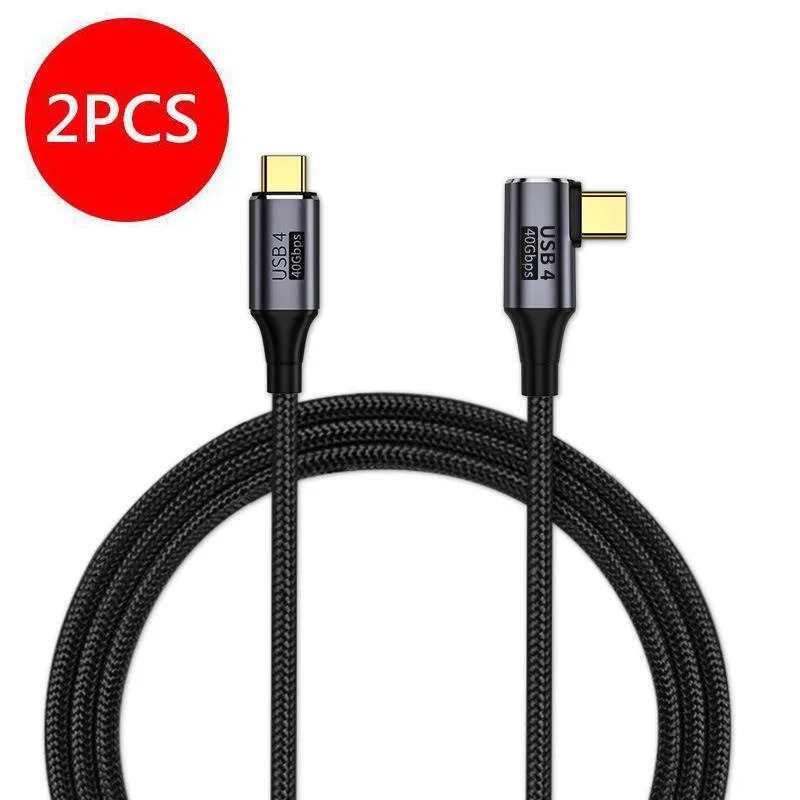 AUBEAMTO AUBEAMTO U4A USB4 cable 90° right angle 40Gbps 100W Thunderbolt 3 8K@60Hz 4ft 2-pack — product photo