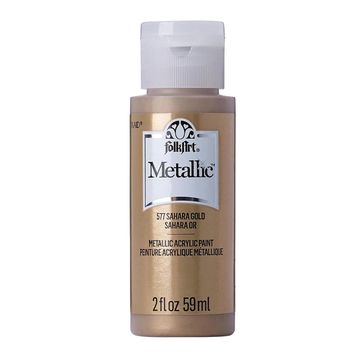 None Continuous None Continuous FolkArt Metallic Acrylic Paint 2 oz Sashara Gold 577 — product photo