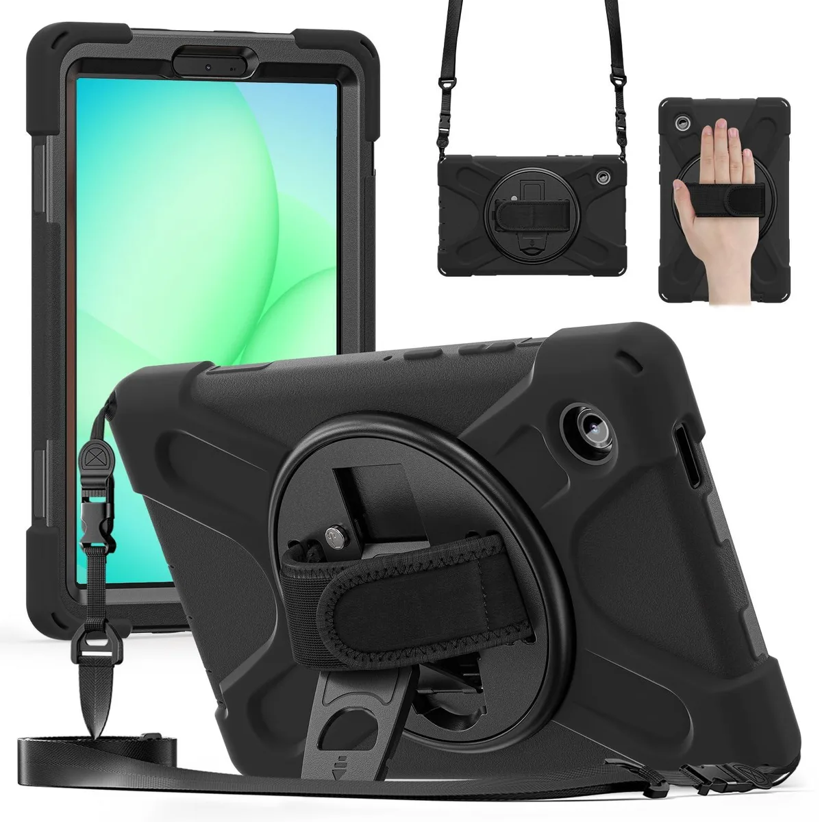 Timoom Timoom Shockproof Case 360° Stand Straps Pen Holder Samsung Tab A11/A9 8.7" 2025/2023 Black — product photo