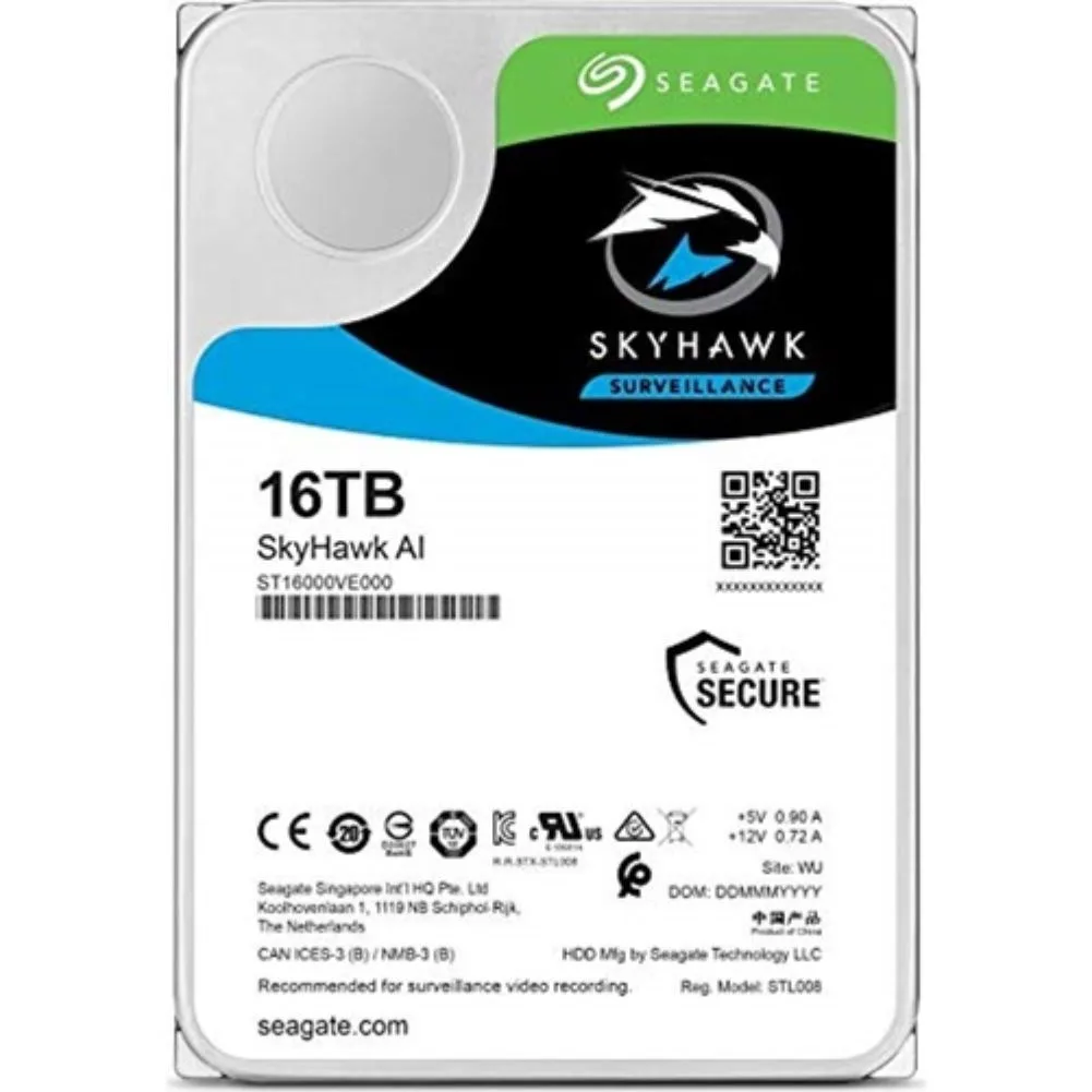 Seagate Seagate SkyHawk AI ST16000VE000 16TB 3.5" SATA 7200RPM 256MB internal hard drive — product photo