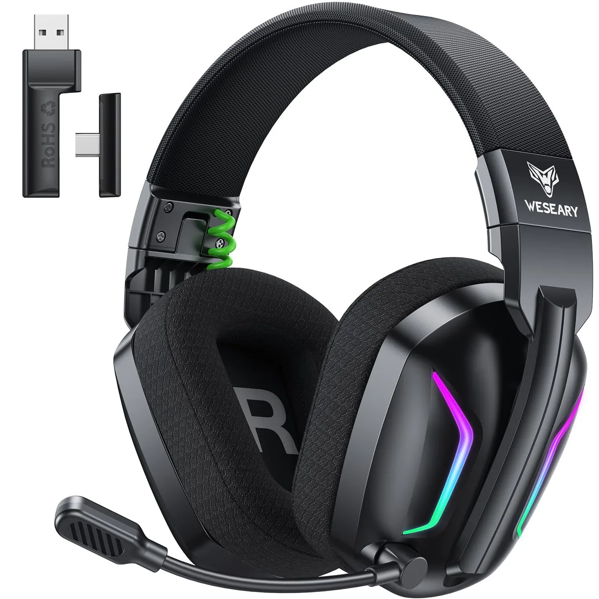  WESEARY WG1 Wireless Gaming Headset Black 50mm 50h 20ms 2.4GHz Bluetooth 5.4 — product photo