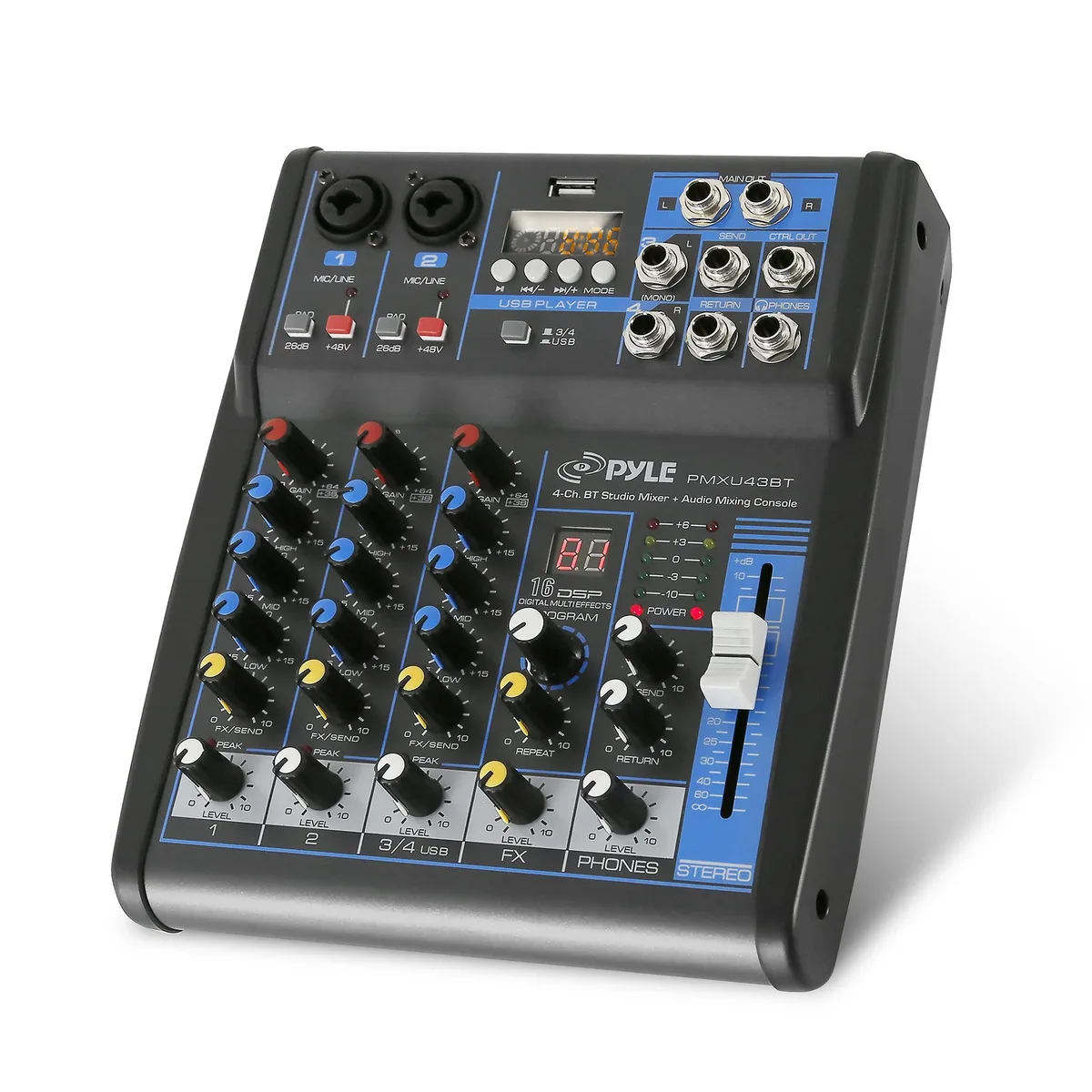  Pyle PMXU43BT 4-Channel Audio Mixer with Bluetooth — product photo