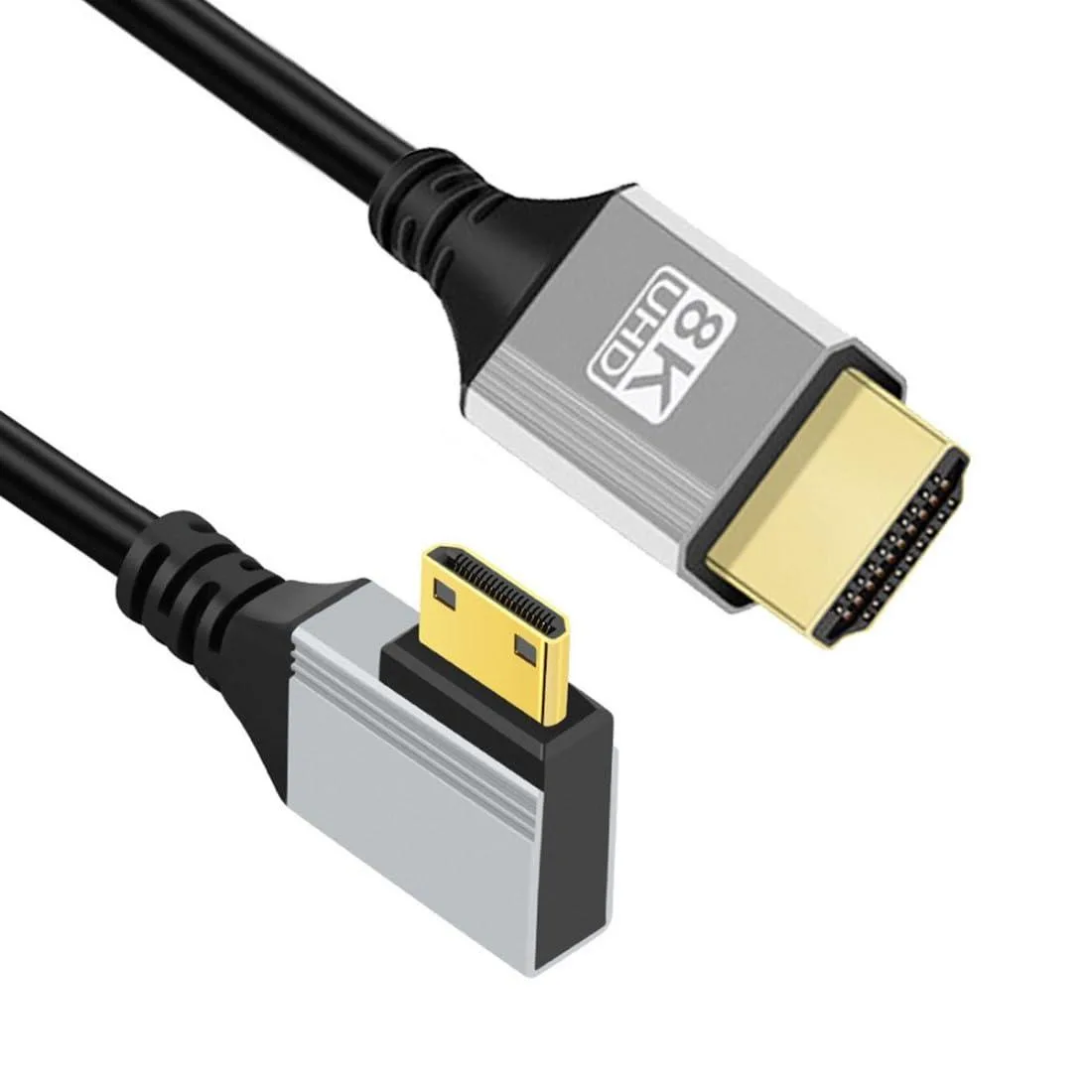 LORDWORLD LORDWORLD HDMI 2.1 Male to Mini Male 90° Left Angled 0.5 m 48 Gbps — product photo