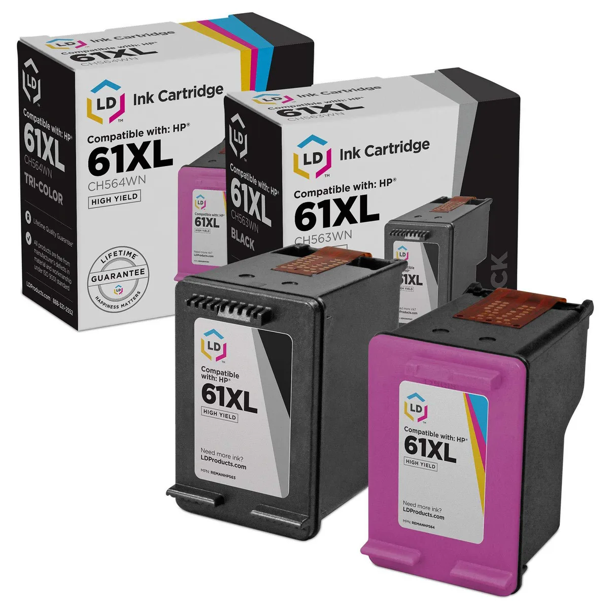 LD Products LD Products HP 61XL 2PK High Yield Ink Cartridges — product photo