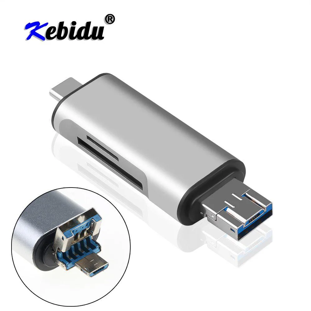 Hetai Tech Hetai Tech 3-in-1 USB 3.0 Card Reader USB-A Micro-USB Type-C TF SD — product photo