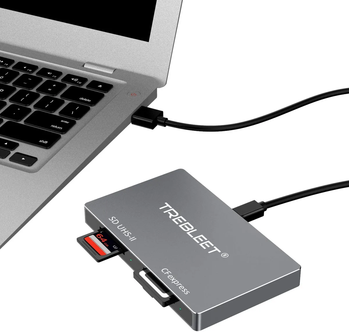 TREBLEET TREBLEET Dual-Slot CFexpress Type B SD 4.0 UHS-II Card Reader USB 3.2 Gen 2 10Gbps Space Gray — product photo
