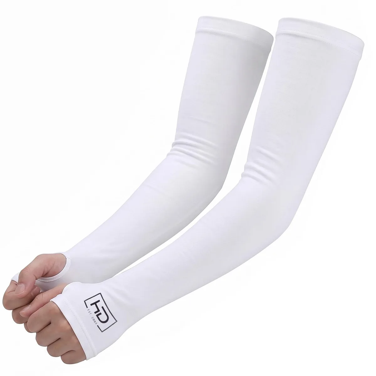  2-in-1 Cooling UV Protective White Arm Sleeves — product photo