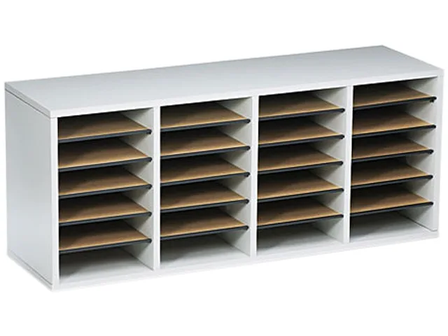Safco Products Safco Products 9423GR literature holder, 24 compartments, 39.4" W x 16.4" H x 11.8" D, gray — product photo