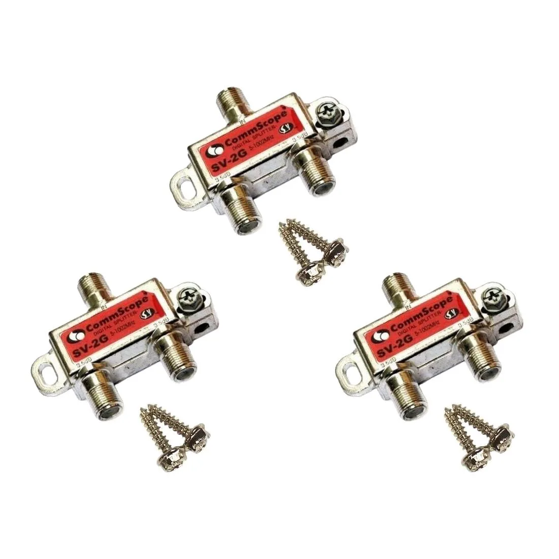 COMMSCOPE COMMSCOPE HomeConnect Digital Coaxial Splitter SV-2G 2-way 5-1002 MHz 75 ohm Pack of 3 — product photo