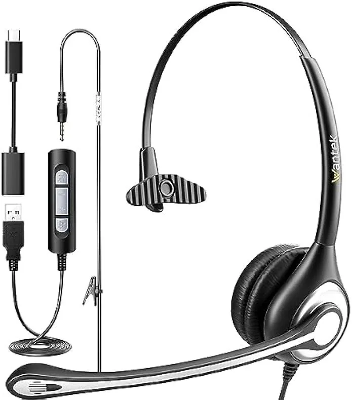 usbroway usbroway Wired Stereo Headset USB 3.5mm Noise Cancelling 330° Mic 180° Cups — product photo