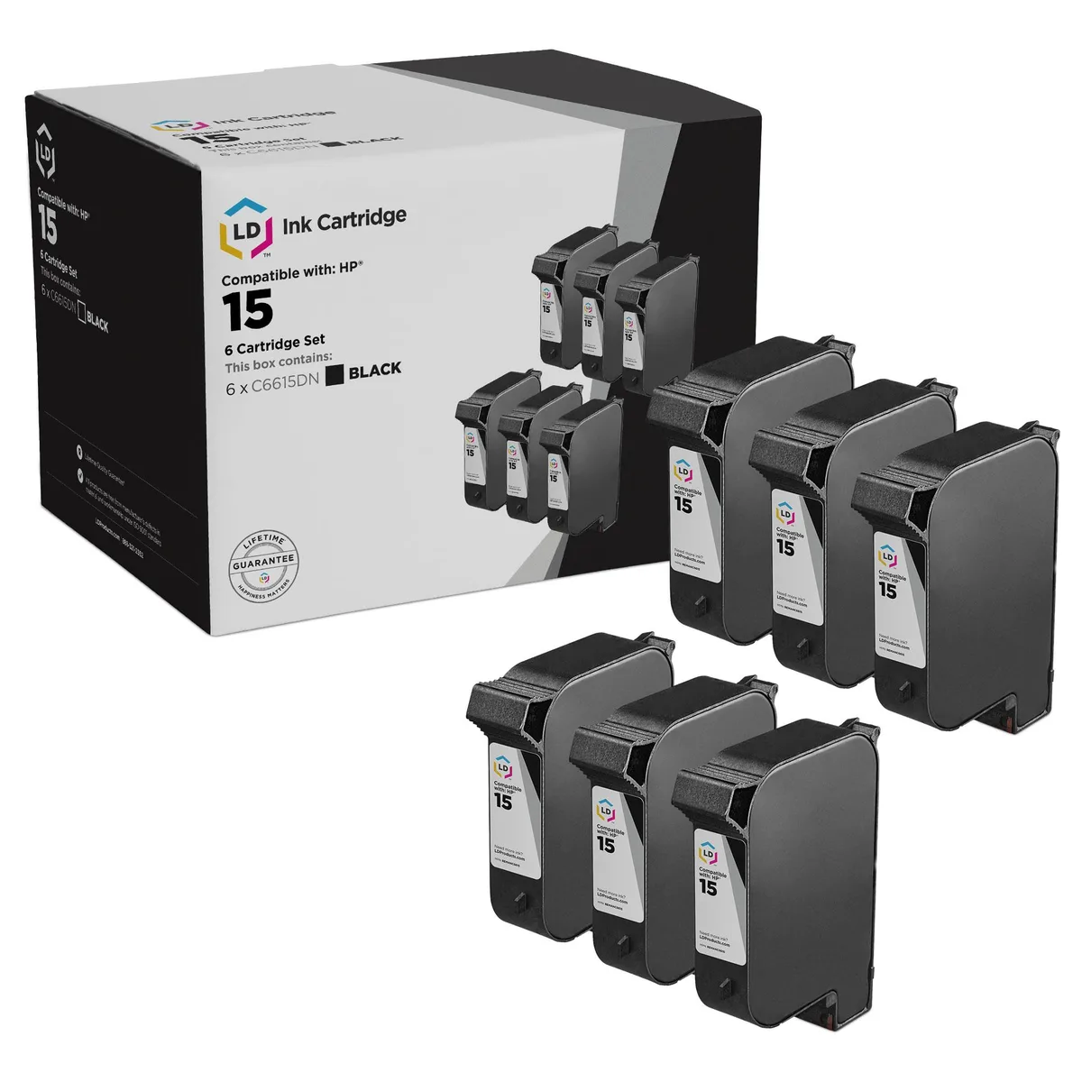 LD Products LD Products Remanufactured Ink Cartridge for HP 15 C6615DN Black 6-Pack — product photo