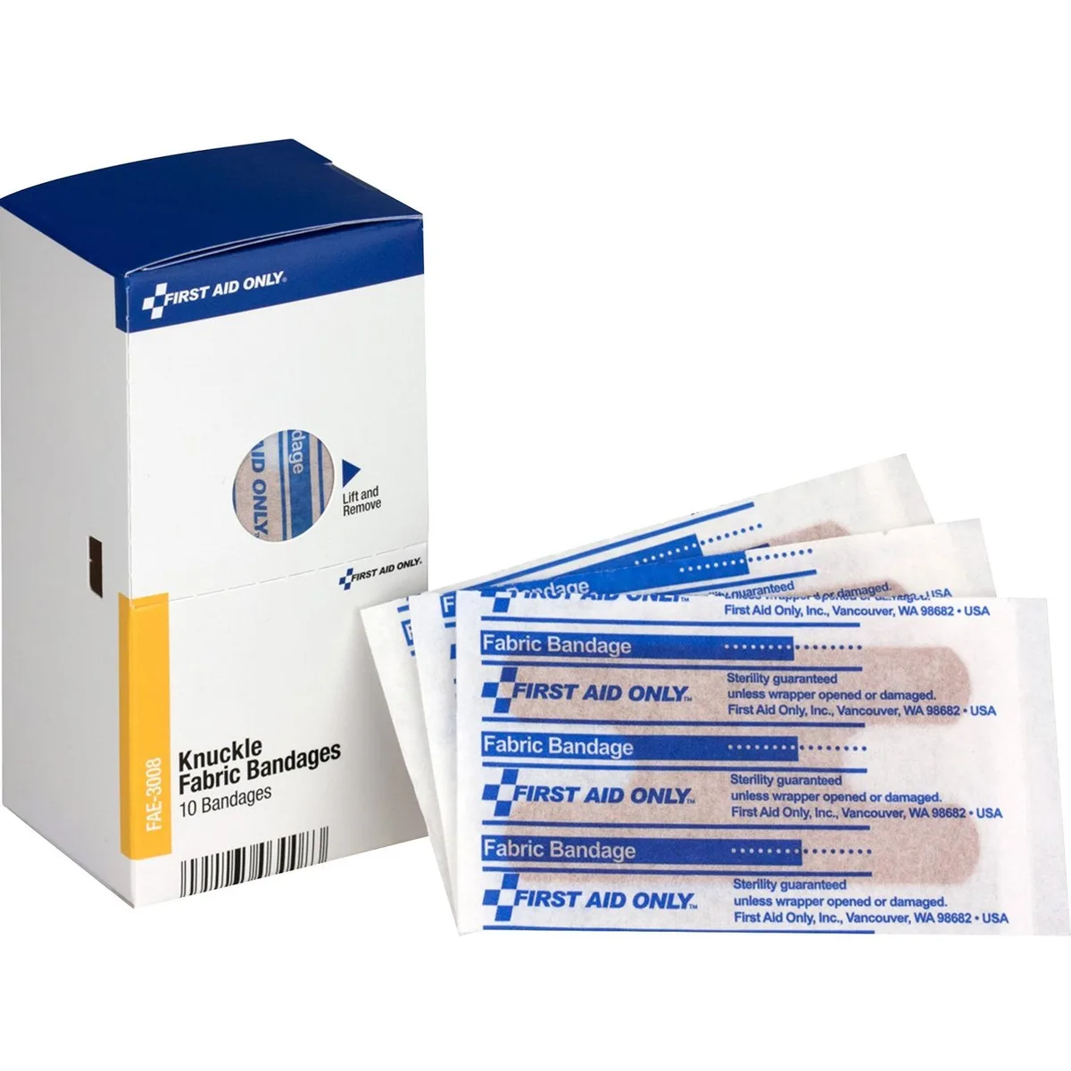 First Aid Only First Aid Only FAE3008 Knuckle Fabric Bandages 10/BX Beiger — product photo