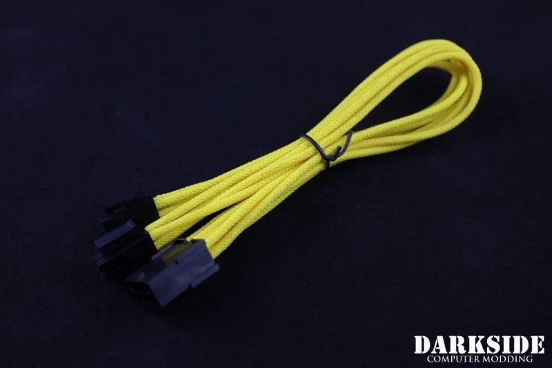 Darkside Computer Modding Darkside Computer Modding 4+4 EPS 12" 30cm HSL Single Braid Extension Cable Yellow II UV internal power cable — product photo