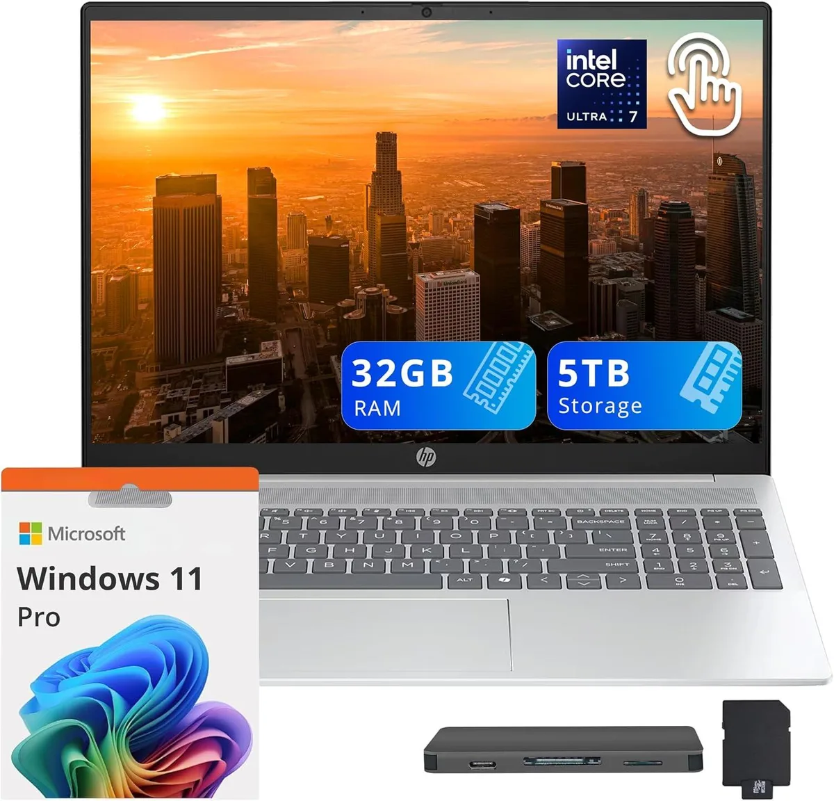 HP HP OmniBook 5 16" WUXGA Touchscreen Business Laptop Intel Core Ultra 7 255U 32GB LPDDR5X 4TB SSD Silver — product photo