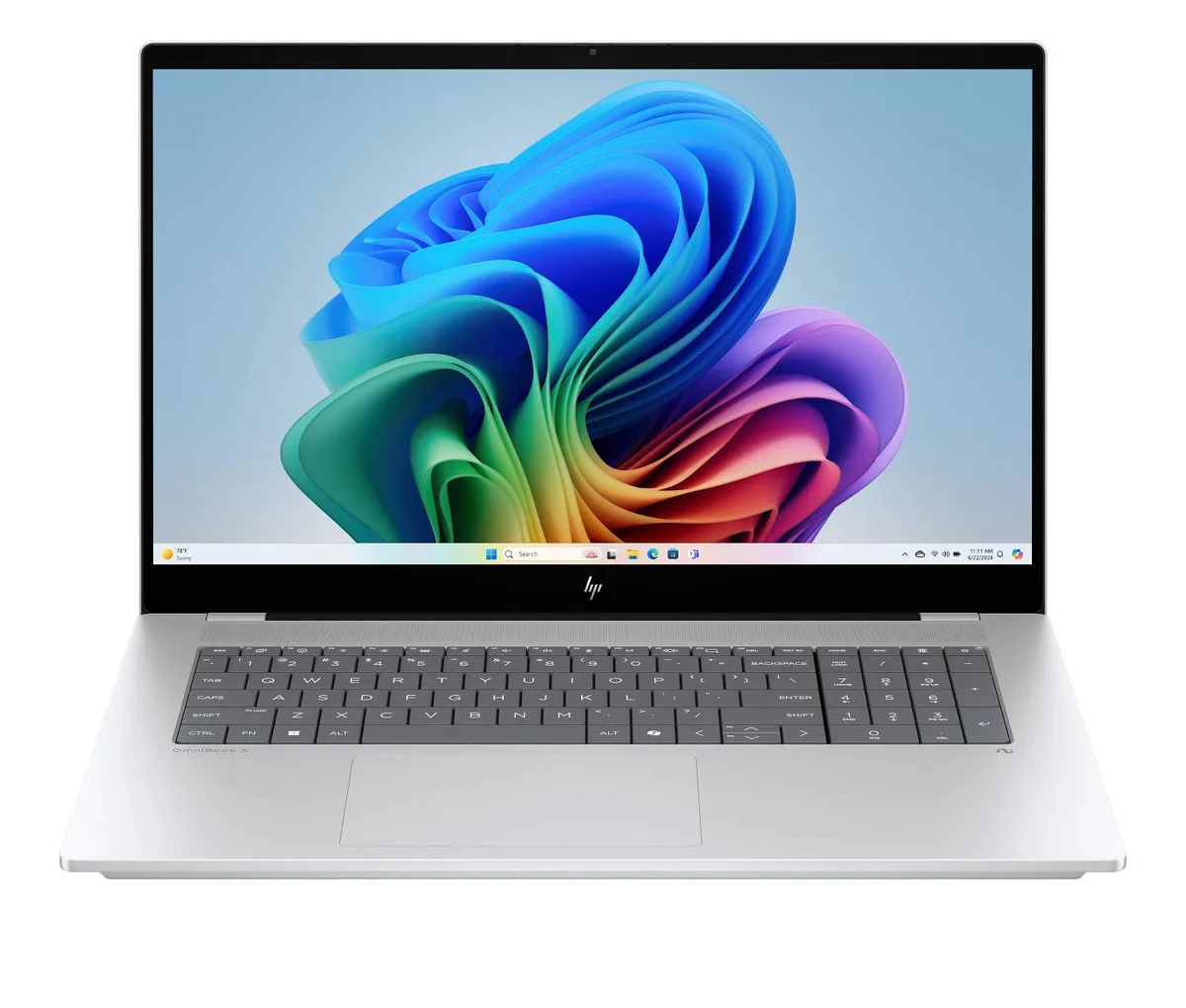 HP HP OmniBook X laptop Intel Core Ultra 7 256V 16 GB 1 TB RTX 4050 17.3" FHD touch — product photo