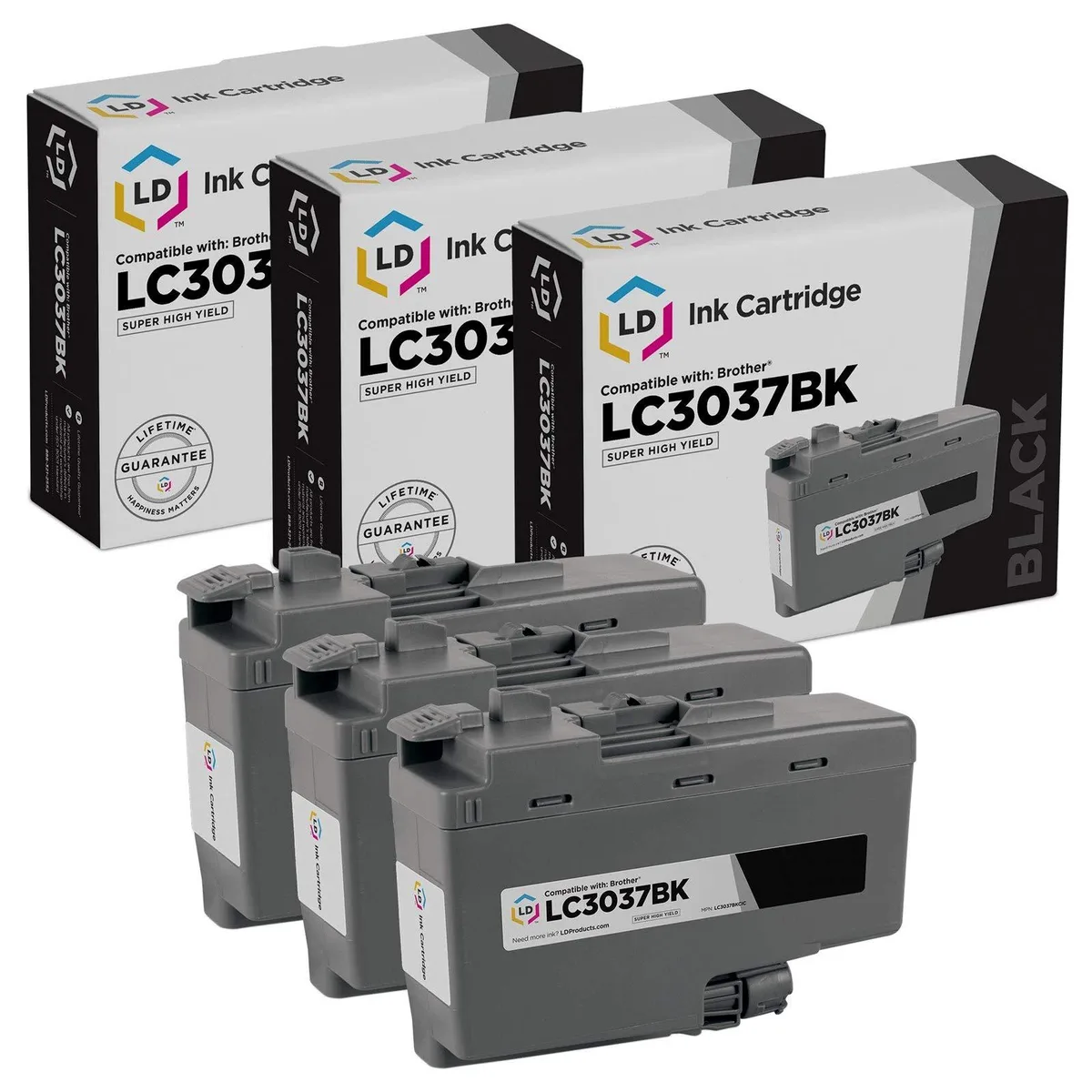 Brother Brother LC3037BK Super High Yield Black Ink Cartridges 3-Pack — product photo