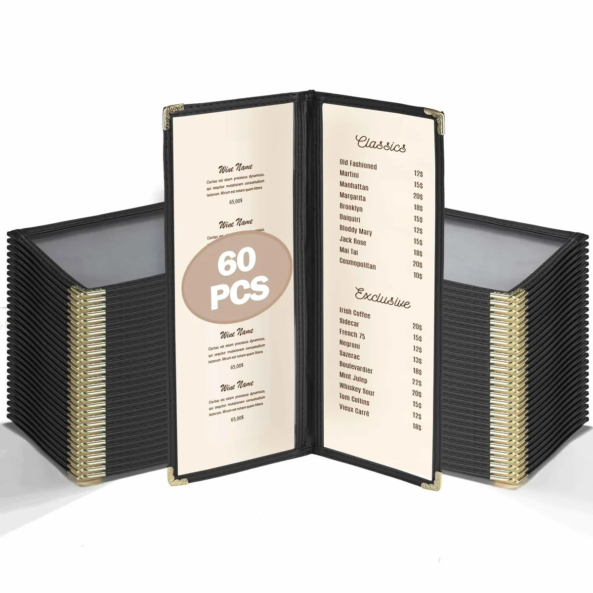 Yescom USA, Inc. Yescom USA, Inc. 26MNC031-411B2-06-30X2 Menu Covers 60 Pcs 4.25 x 11" 2 Page 4 View — product photo