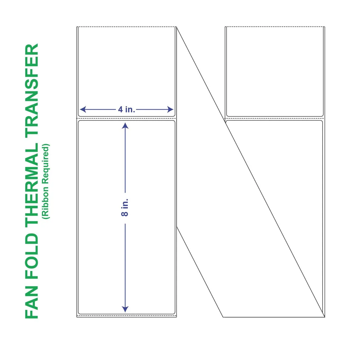 Carton containing two fan-folded stacks of perforated white labels