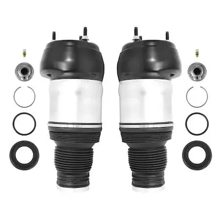 Two black rubber air spring bags with metal end caps, kit for Mercedes GL and ML models