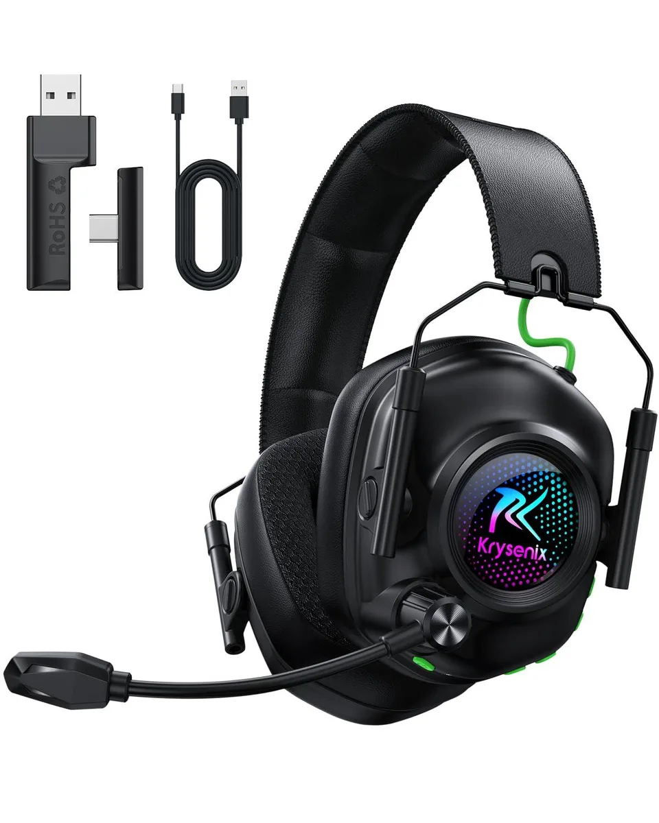  Krysenix KGH2 2.4 GHz wireless headphone, Bluetooth 5.4, 50 h battery, 50 mm drivers, black — product photo