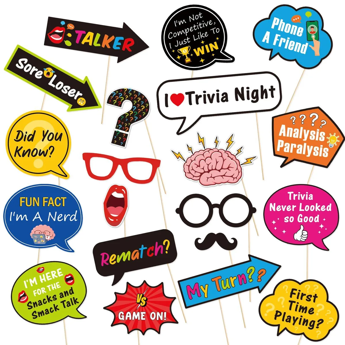  Avery PDTRIVIANIGHT526 Trivia Night Photo Booth Props 20pcs board — product photo