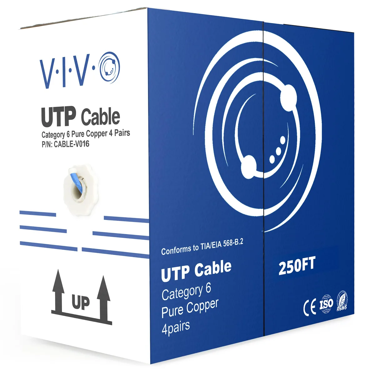 VIVO VIVO Blue 250ft Cat6 23 AWG Copper UTP Pull Box — product photo