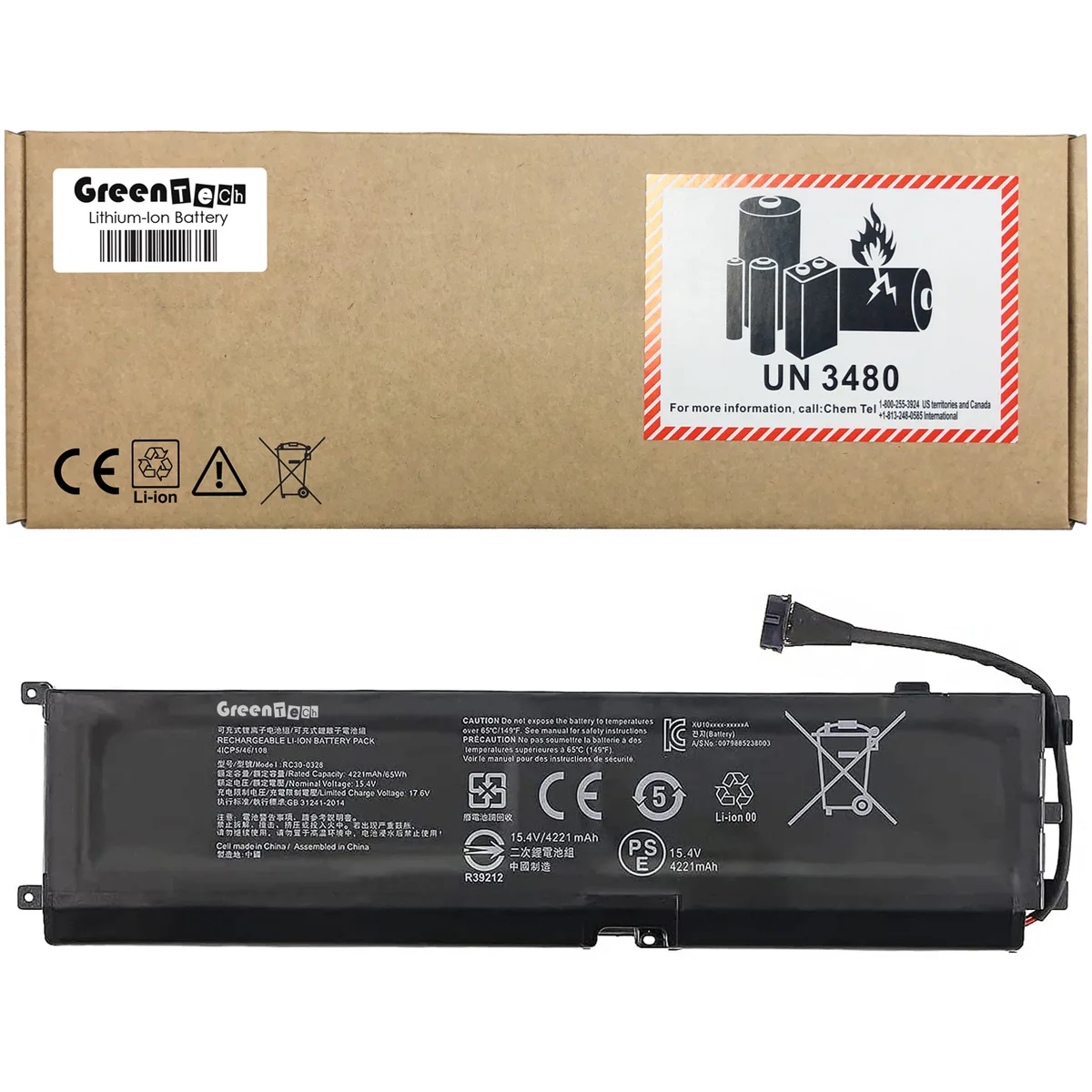 GreenTechLLC GreenTechLLC RC30-0328 laptop battery 15.4V 65WHR for Razer Blade 15 Base 2020 2021 — product photo
