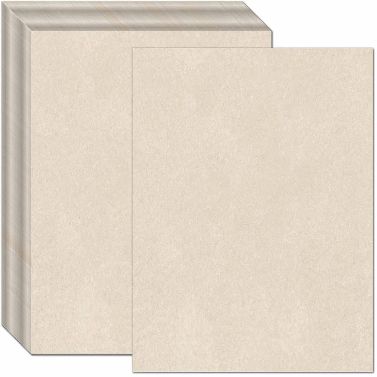 Stack of 50 almond vintage paper sheets 8.5 x 11 inches