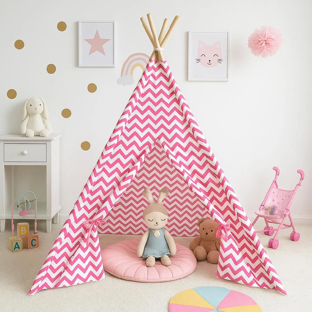 Vandue Corporation Vandue Corporation Modern Home Teepee Play Tent Pink Chevron 52 in 66 in — product photo