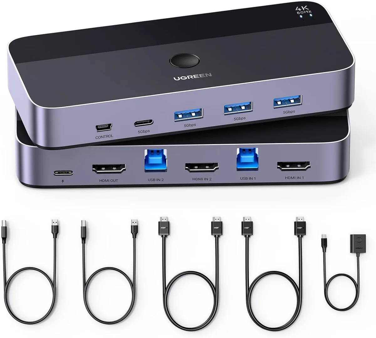 Explus-C Explus-C KVM Switch 2 Computers 4K@60Hz 4 USB 3.0 Ports (3 USB-A+1 USB-C) — product photo