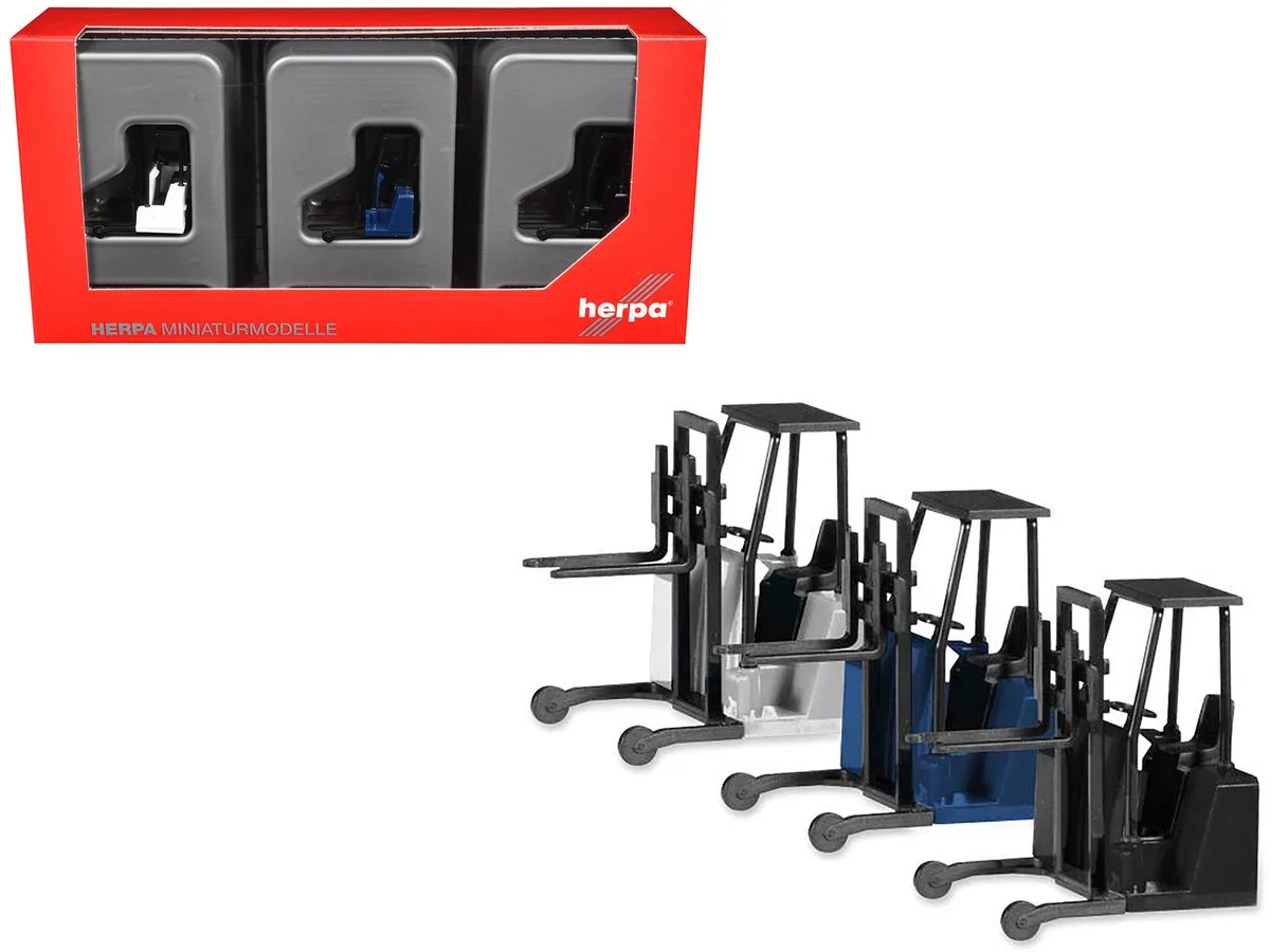 Promotex Promotex Forklifts with Trailer Bumper 3 Piece Set 1/87 (HO) Scale Plastic Model Car — product photo