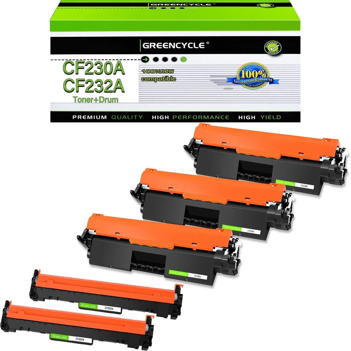 GREENCYCLE GREENCYCLE 30A CF230A toner 3-pack &amp; 32A CF232A drum 2-pack — product photo