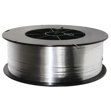 White plastic spool holding 16 lb of .035 aluminum MIG wire