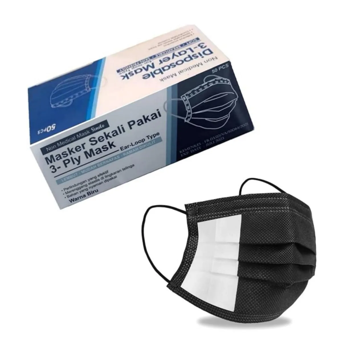  Black-mask-50pcs Personal Protective Equipment 50 pack 0.191 kg — product photo