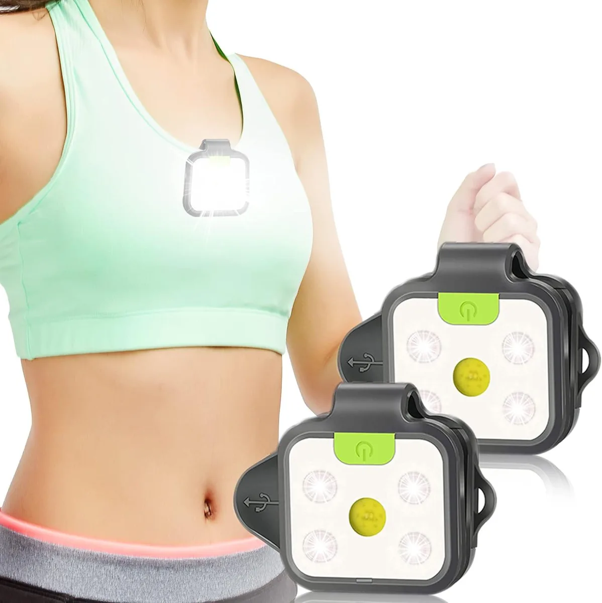 Two small clip-on lights with built-in USB plugs, matte finish, sold as a pair