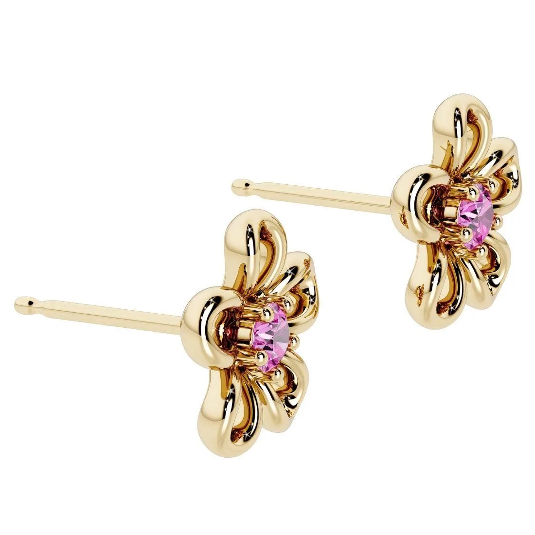 Oravo Oravo Sterling Silver Pink Sapphire Flower Stud Earrings 2.8g .925 — product photo